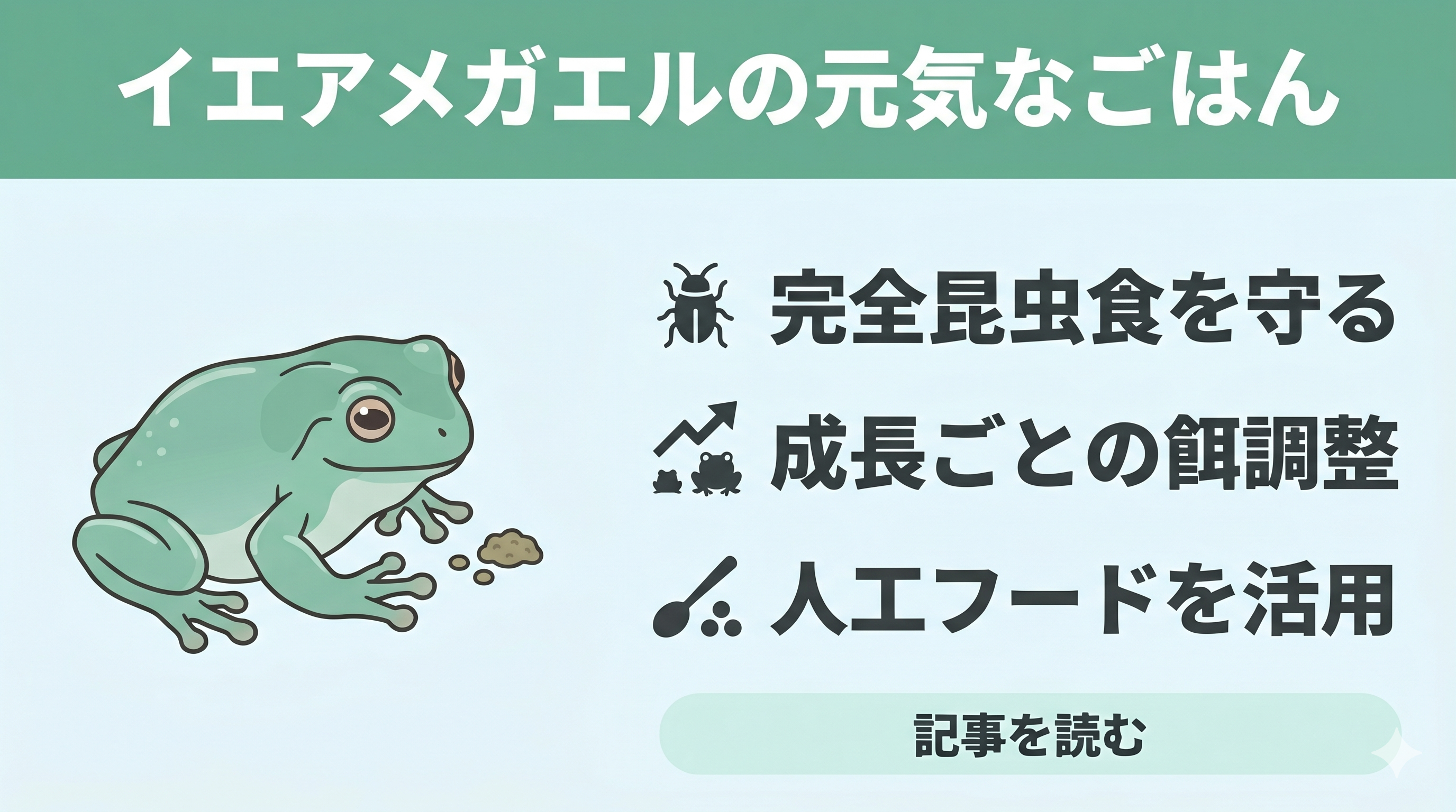 初心者向け】イエアメガエルの飼育ガイド② |餌と給餌のポイント 初心者向け】イエアメガエルの飼育ガイド② |餌と給餌のポイント