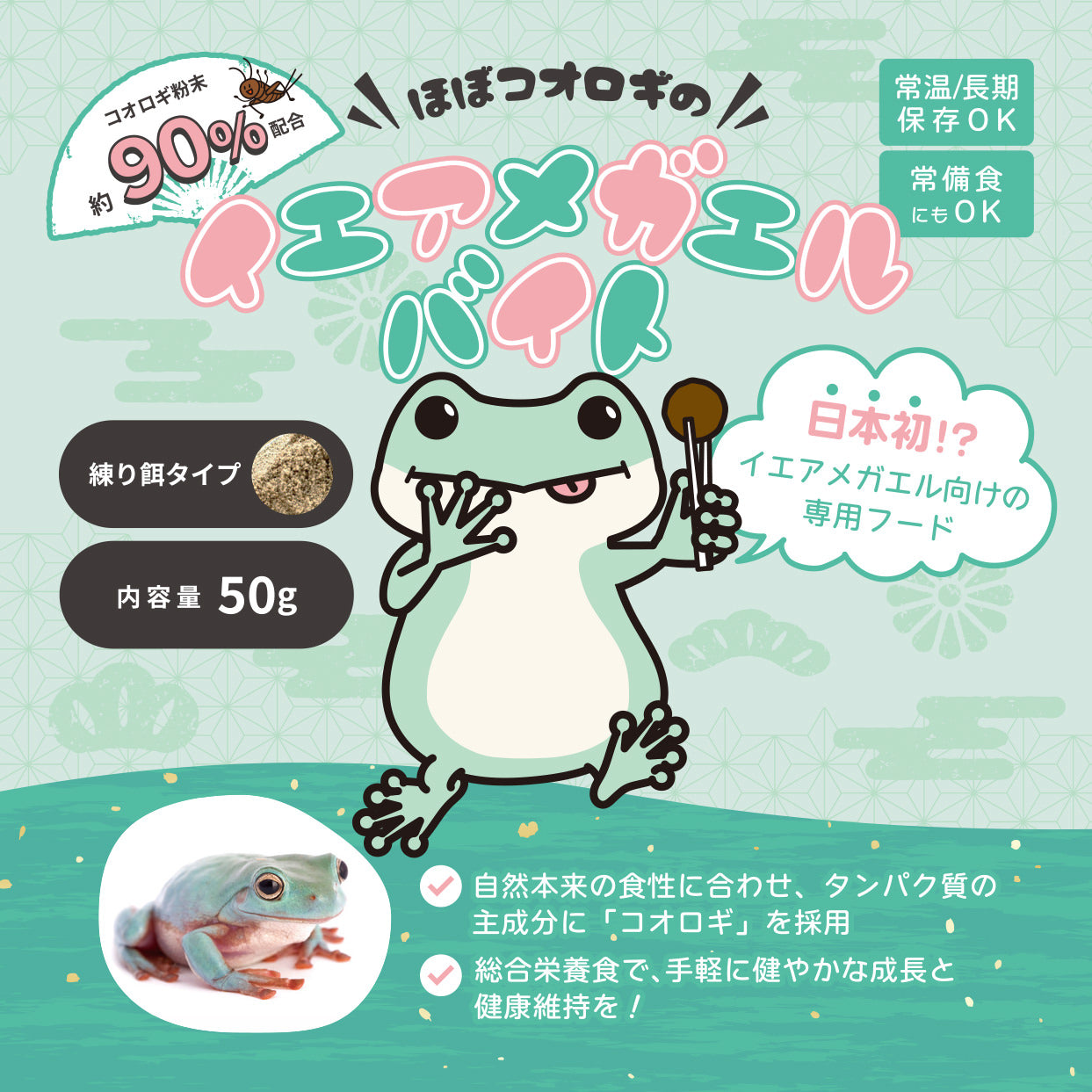 ●カエルの森工房　イエブジカエル イエアメガエルver.● イエアメガエル ライトブルー 人工飼料餌付け済み】CB カエル フロッグ